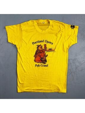 Portland Opera 80s VTG T Shirt Screen Stars XL Yellow Pub Crawl 1983 Miller PDX